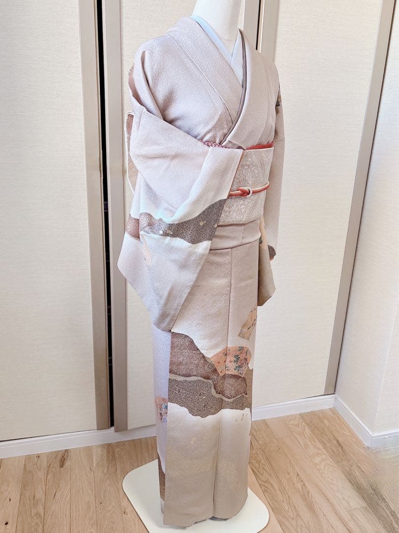極美品　正絹　訪問着　フルセット　裄67 L 卒業式入学式　袋帯　トール　一つ紋