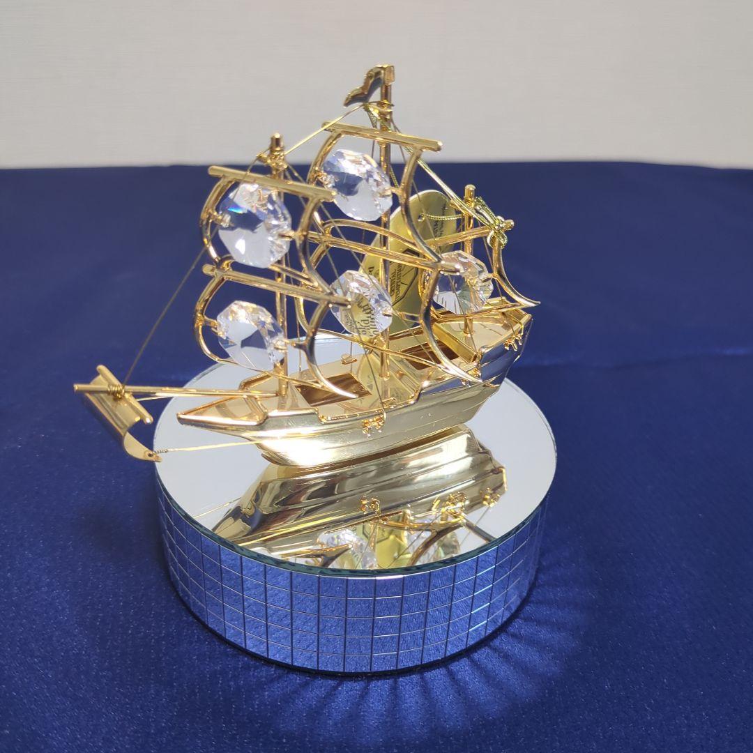 スワロフスキー 金色の交通機関と船舶の置物4点セット