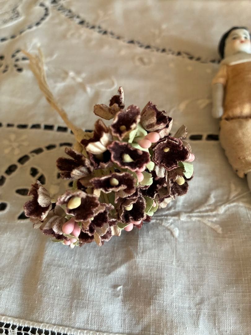 難あり！！アンティーク　小さめ　チャイナヘッドドール　ドイツ　お花付き