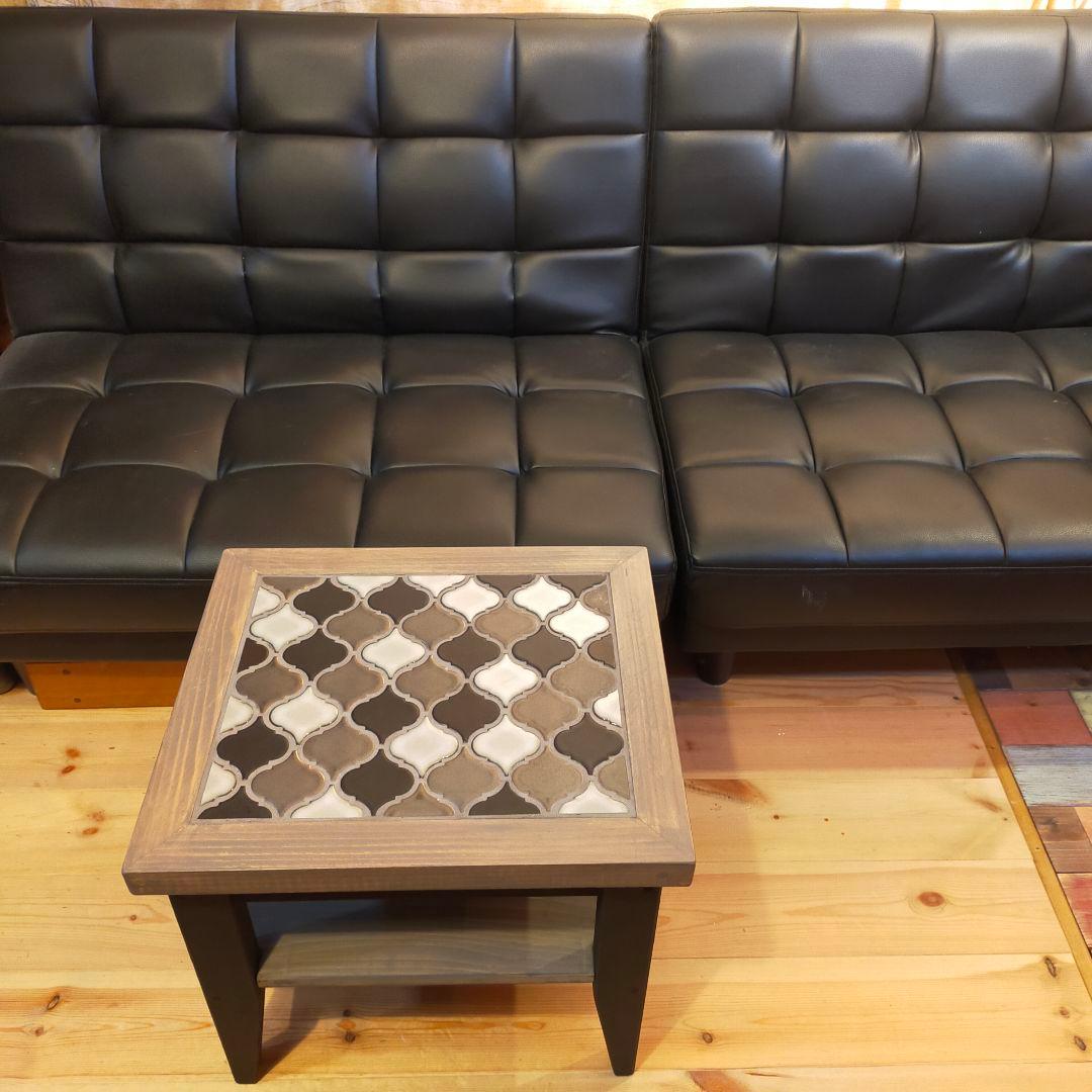 【新作】オシャレなランタンタイルの木製サイドテーブル ★ソファーに★ローテーブル