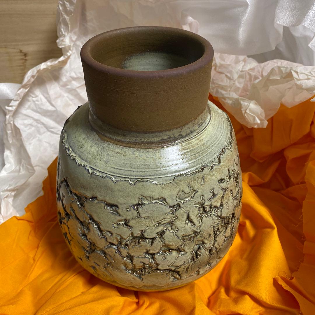 花瓶　陶器　瀬戸　広末窯　作品　美品　フラワーベース　壺　置き物　匿名配送