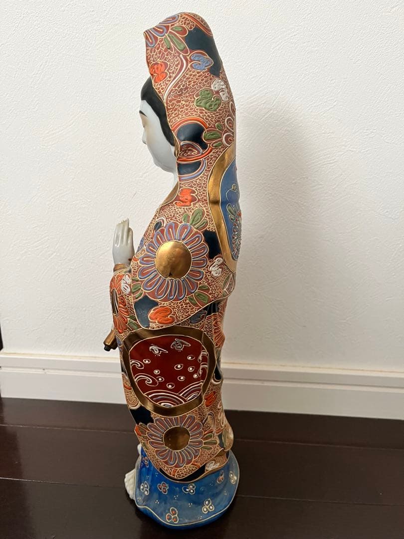 九谷焼　観音菩薩像　観音様　九谷菊仙　アンティーク　優しいお顔　約40㎝超え