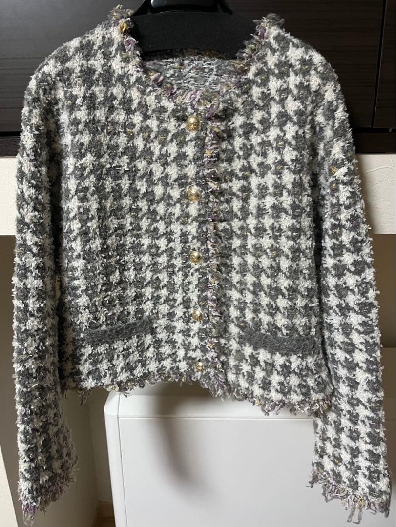 【グレースコンチネンタル】 ツイードニットショートカーディガン