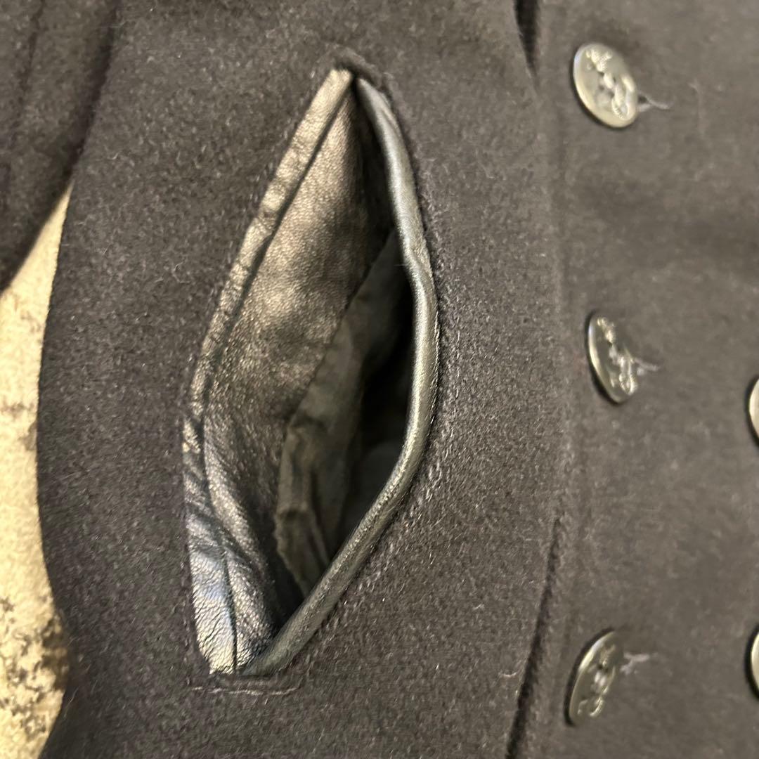 ポン　Schott ショット レザーパイピング ピーコート 36 S相当