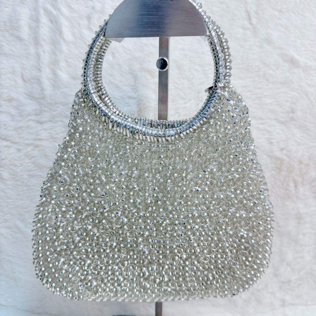 【美品】アンテプリマ ワイヤーバッグ ハンドバッグ シルバー ラウンド ミニ　銀