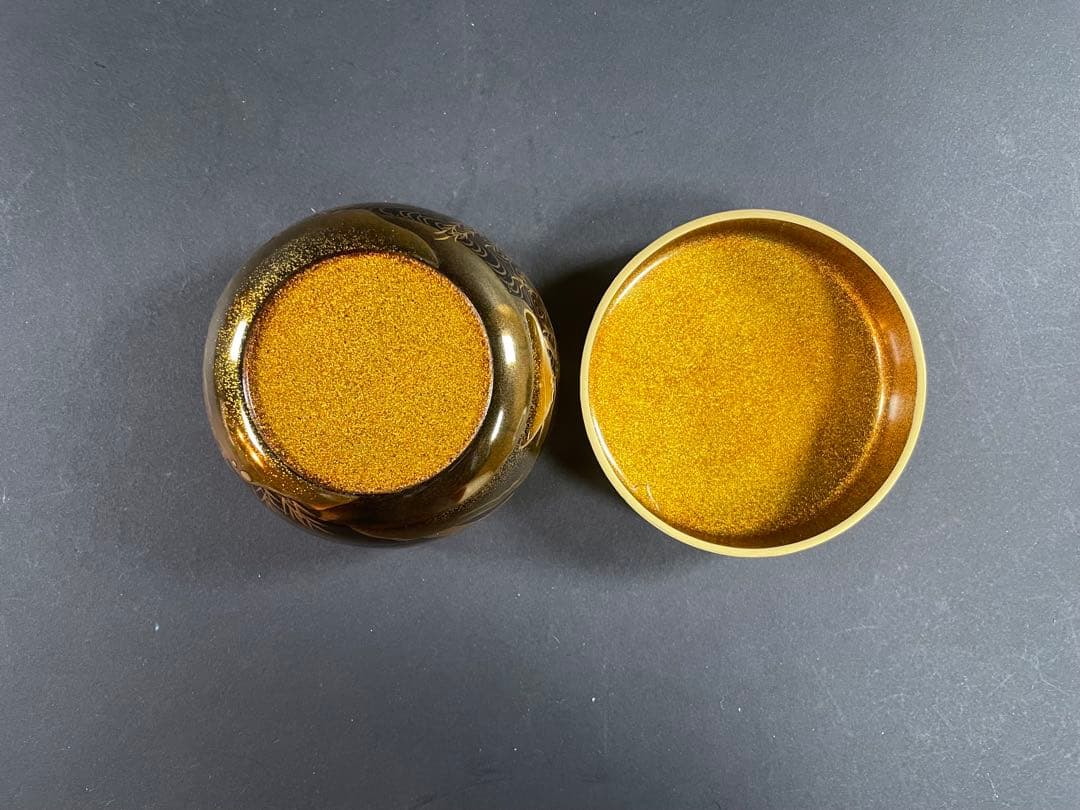 2 最終値下げ　拓也 山水 蒔絵 平棗 漆器 重合 茶道具