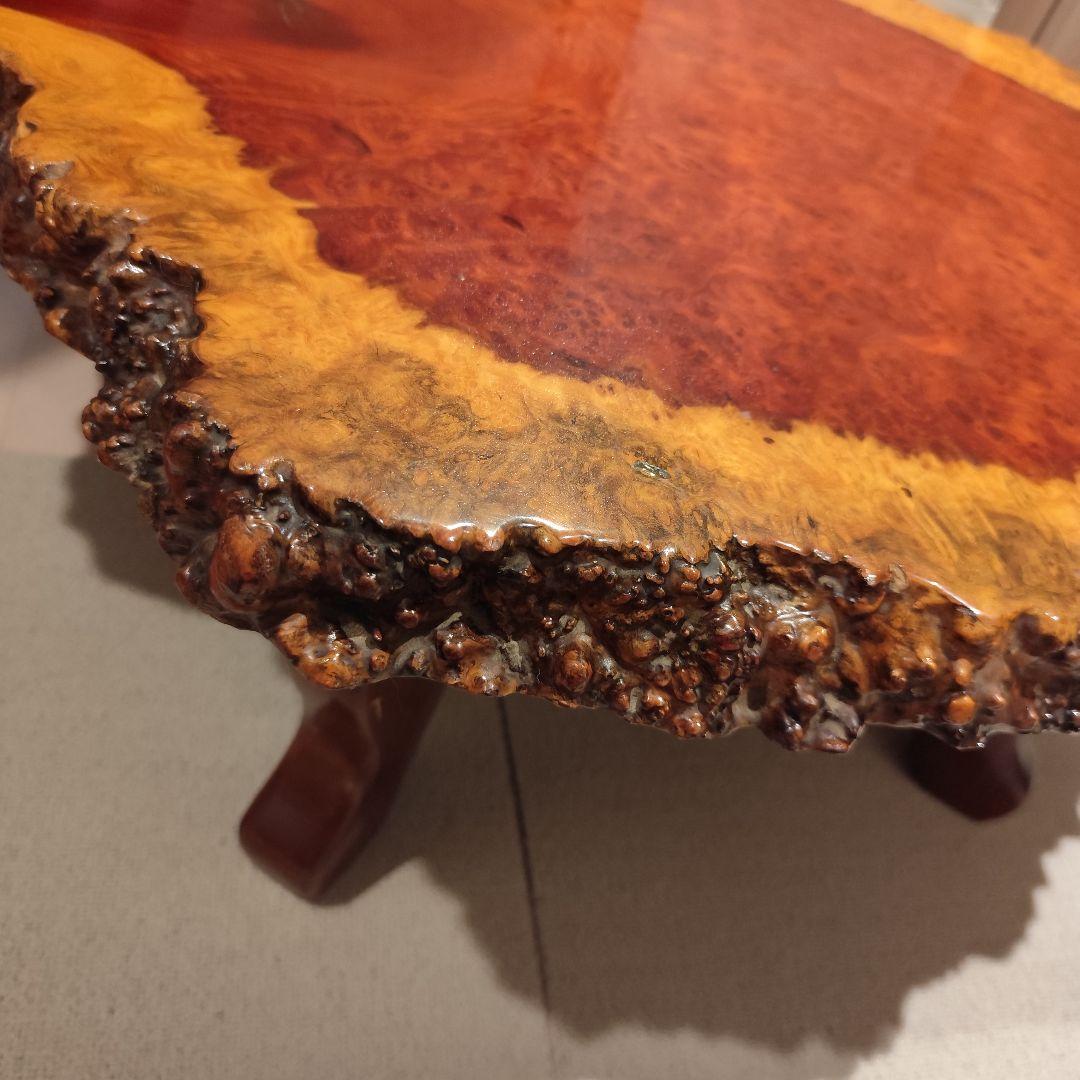 希少 花梨 唐木 テーブル 一点物 銘木 一枚板 瘤杢 花台 ローテーブル