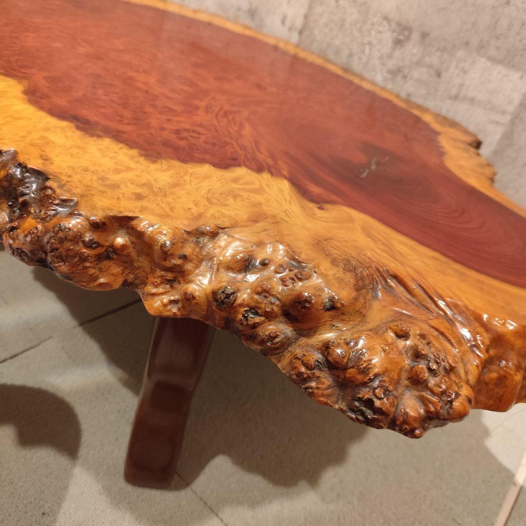 希少 花梨 唐木 テーブル 一点物 銘木 一枚板 瘤杢 花台 ローテーブル
