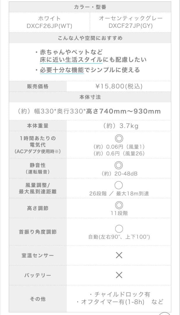 duux Whisper 　デュクス ウィスパー リビングファン