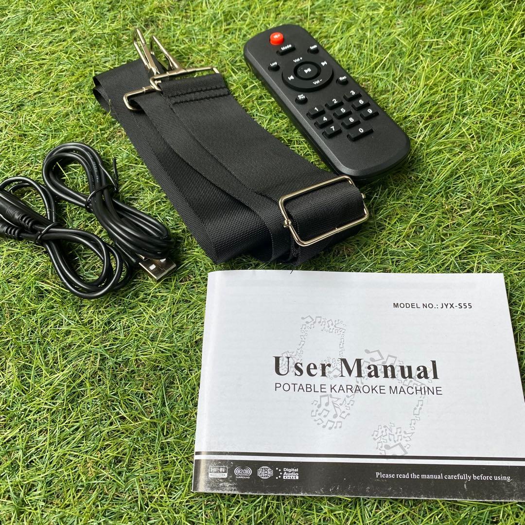 JYX-S55ポータブルカラオケセット LEDライト 2本マイク付き
