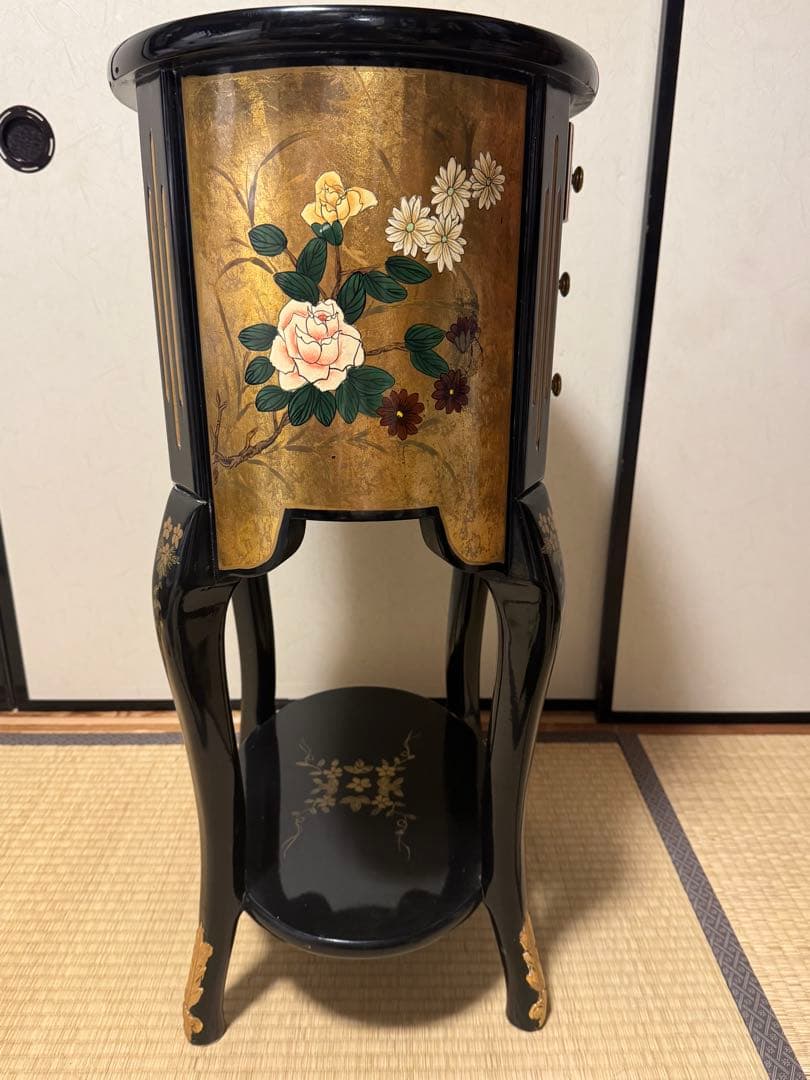 アンティーク　高級金箔家具 中国伝統家具 半円 電話台 コンソールテーブル