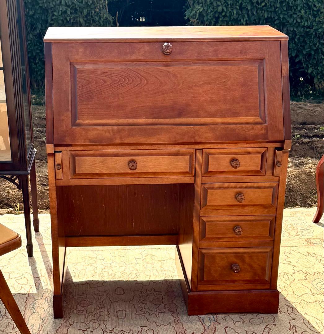 北海道民芸家具 樺無垢材 ライティングビューロー 民芸家具