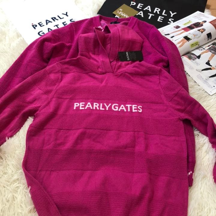 人気完売品パーリーゲイツカシミヤタッチ天竺鹿の子ニットプルオーバーサイズ2