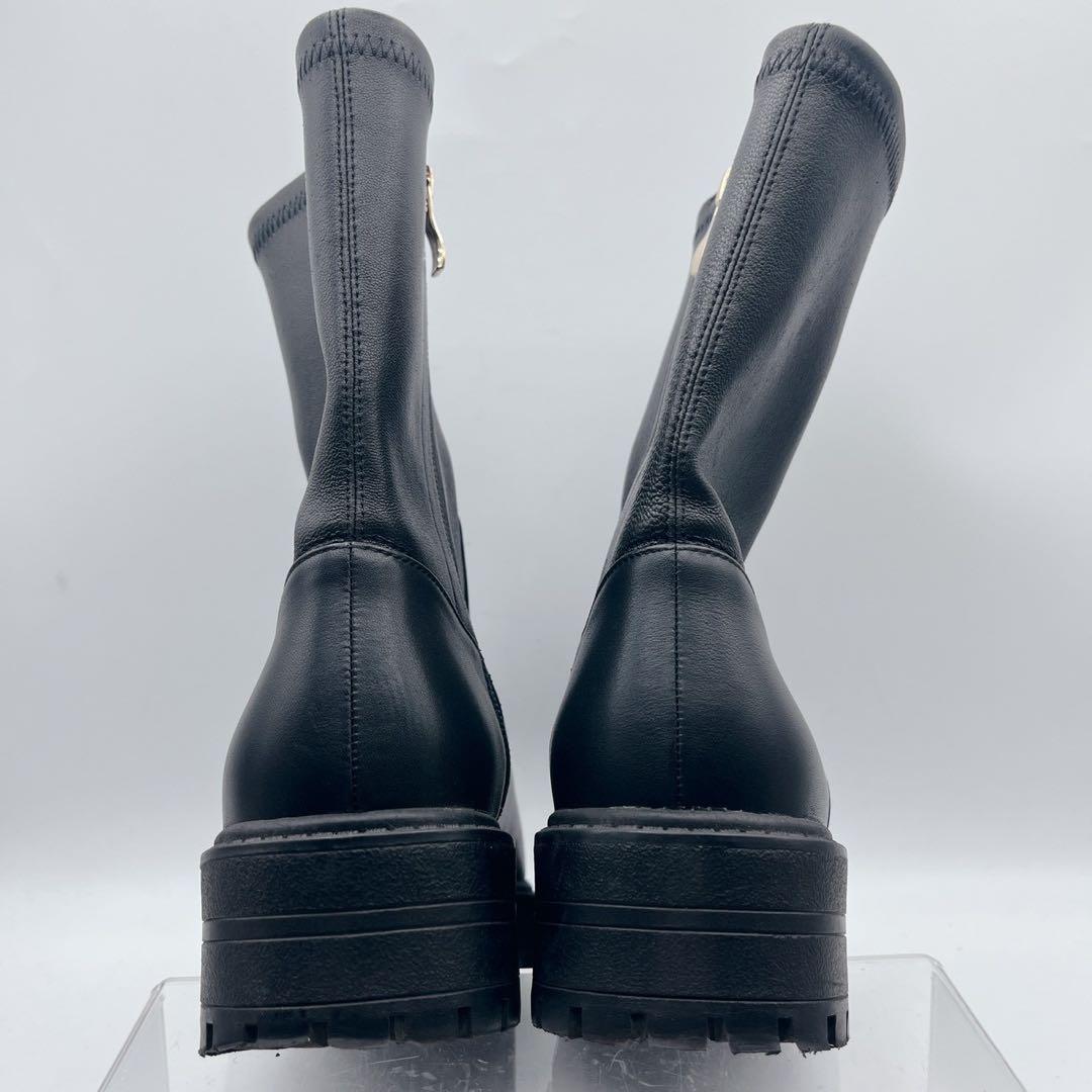 現行品✨ヒミコ トラックソールストレッチブーツ 黒 サイドジップ 本革 25cm