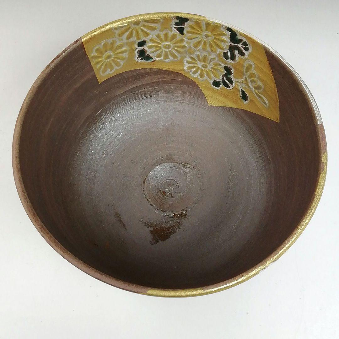 Ｗ１８３　茶碗　『扇面草花絵』『山澤松篁 造』　共箱　抹茶碗　茶道具