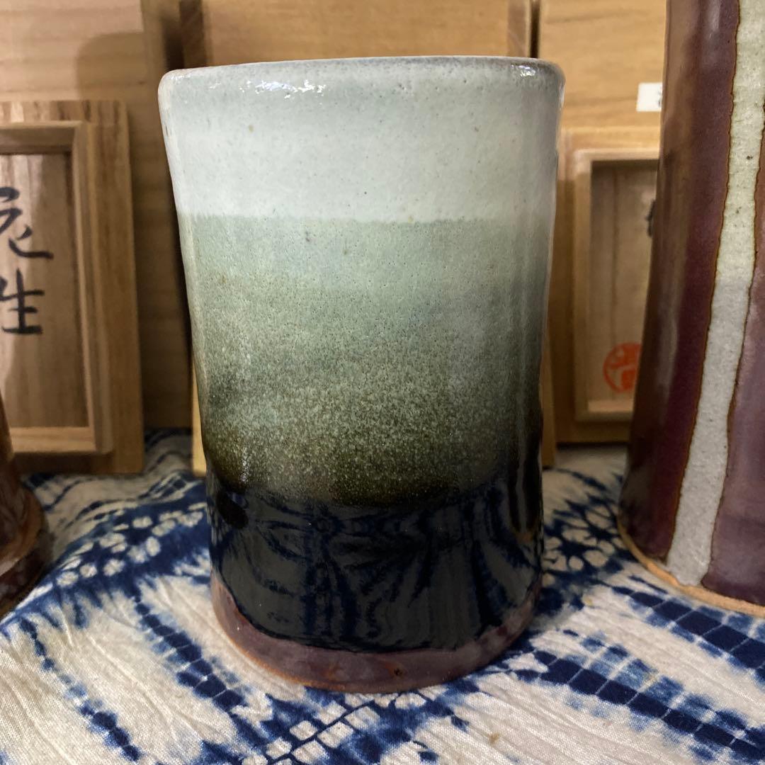 濱田晋作　花瓶　3個　浜田庄司