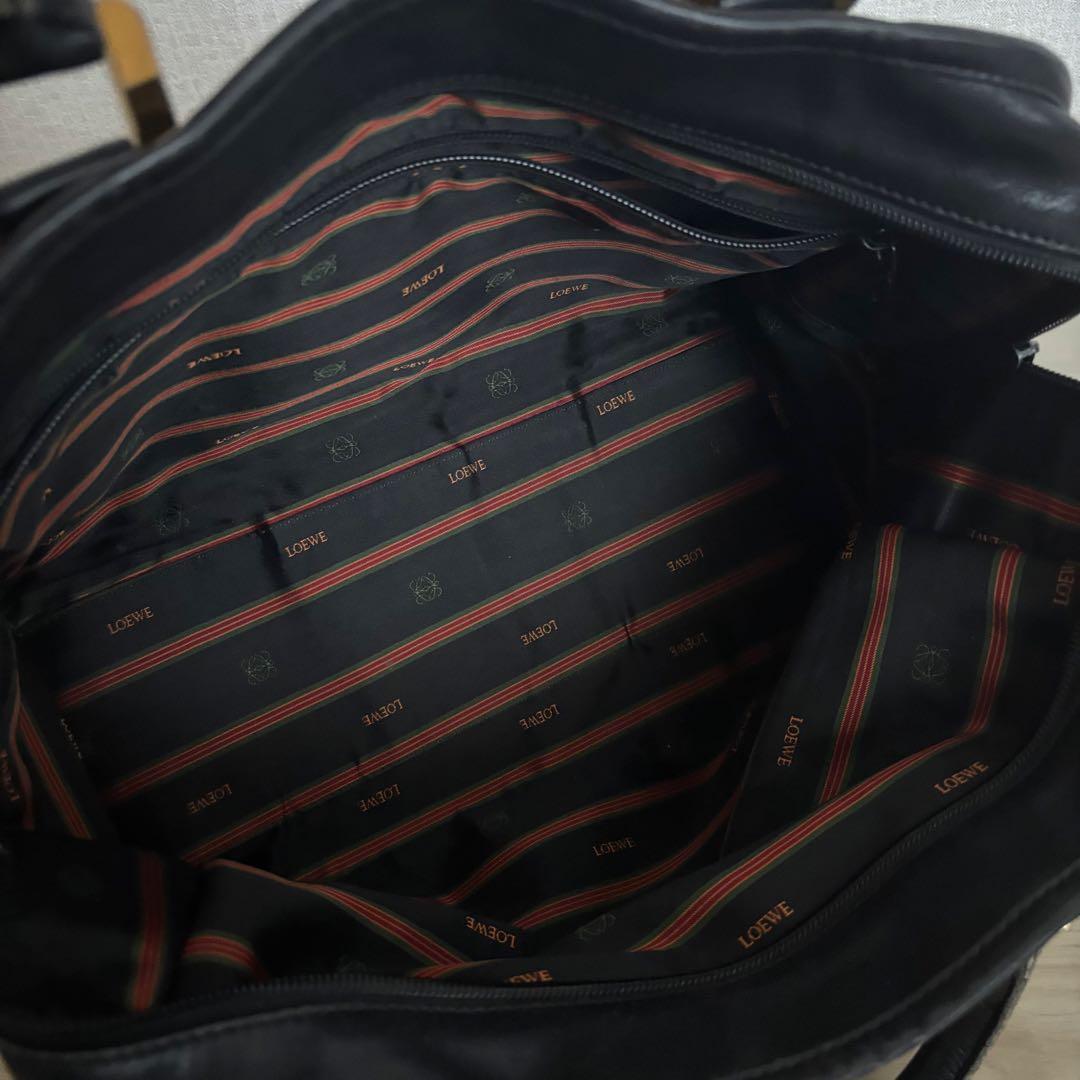 け*う様 【本物】ロエベ アマソナ32 ハンドバッグ アナグラム 本革レザー 黒