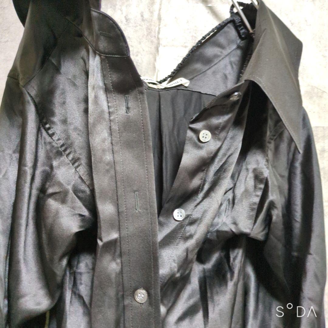 レア【アレキサンダーワン】シャツワンピース シルク オフショルダー ブラック