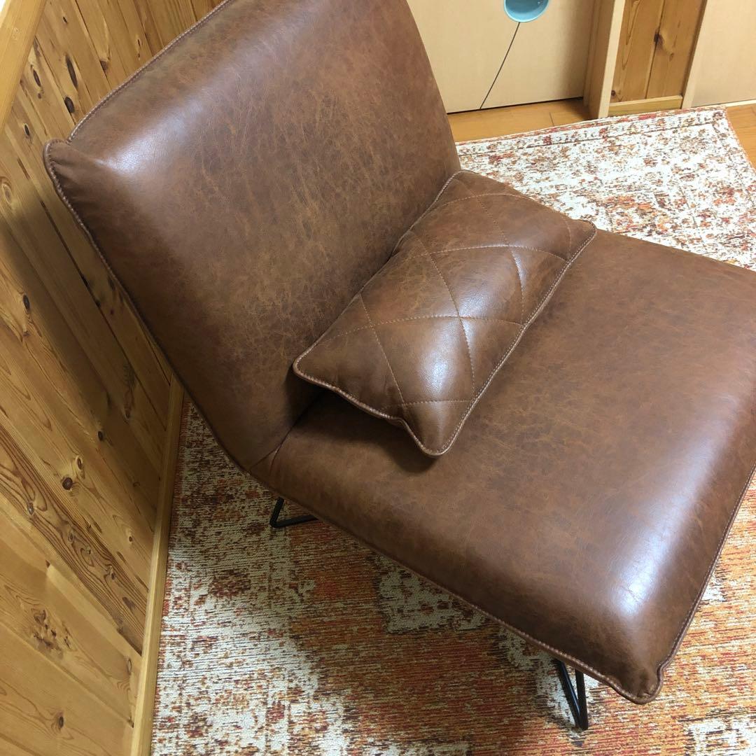 【極美品】ロッコ 1人掛けソファ スーパーレザーテックス アーモンドブラウン