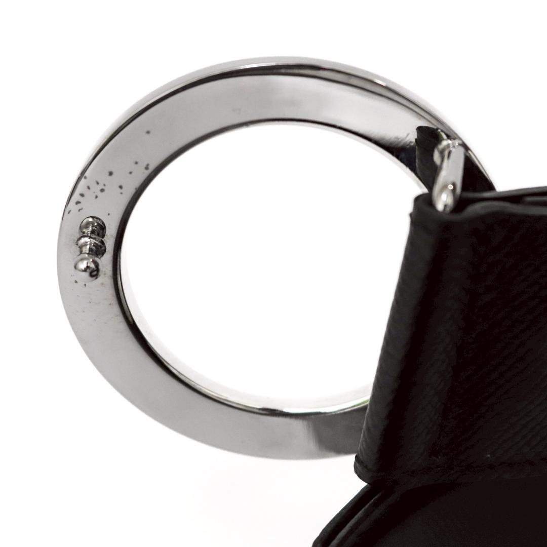 美品 BVLGARI ロゴリングベルト 黒銀 82.5cm n66