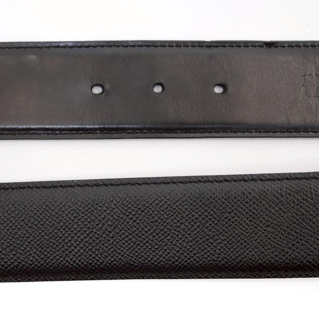 美品 BVLGARI ロゴリングベルト 黒銀 82.5cm n66