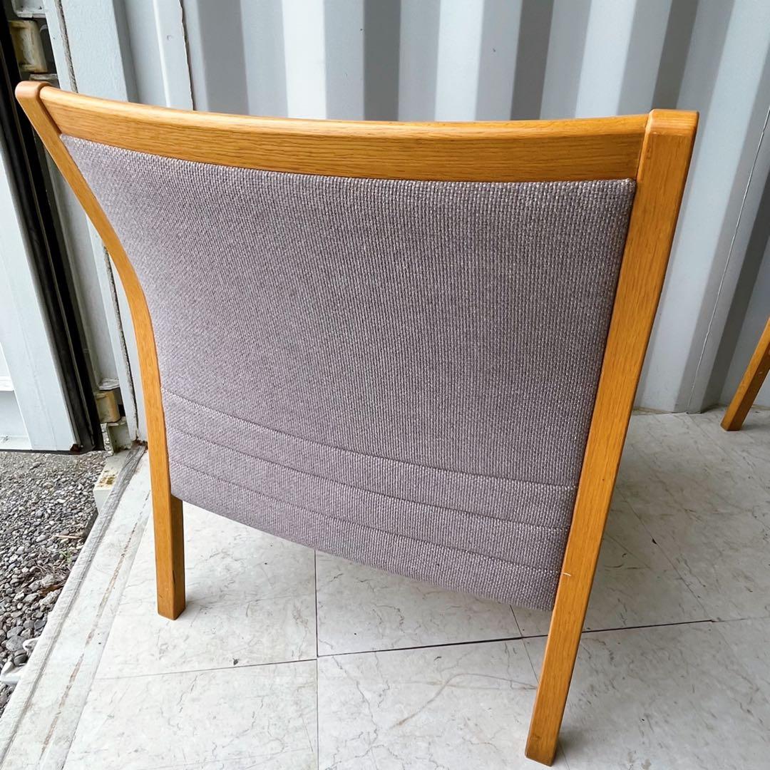 取付無料！天童木工 北欧風天然木グレーファブリック肘掛付イージーチェア4脚✨