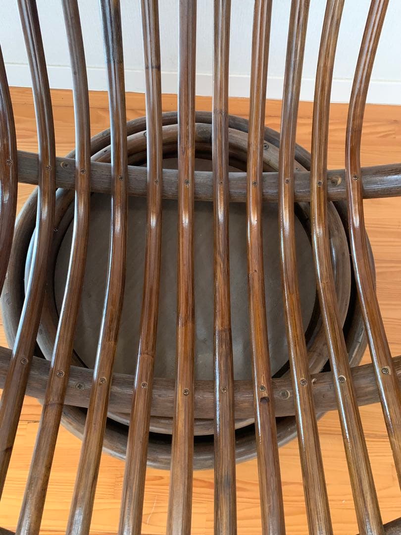 アジアン　レトロ 回転式ラタンチェア 360度回転