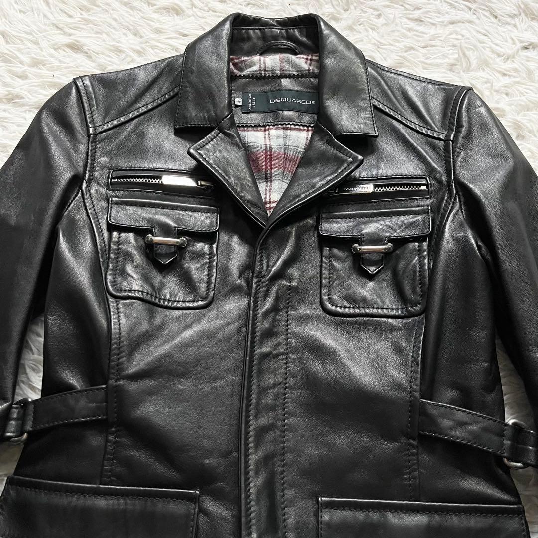 極美品■ディースクエアード　馬革　ホースハイド　レザージャケット　黒　40