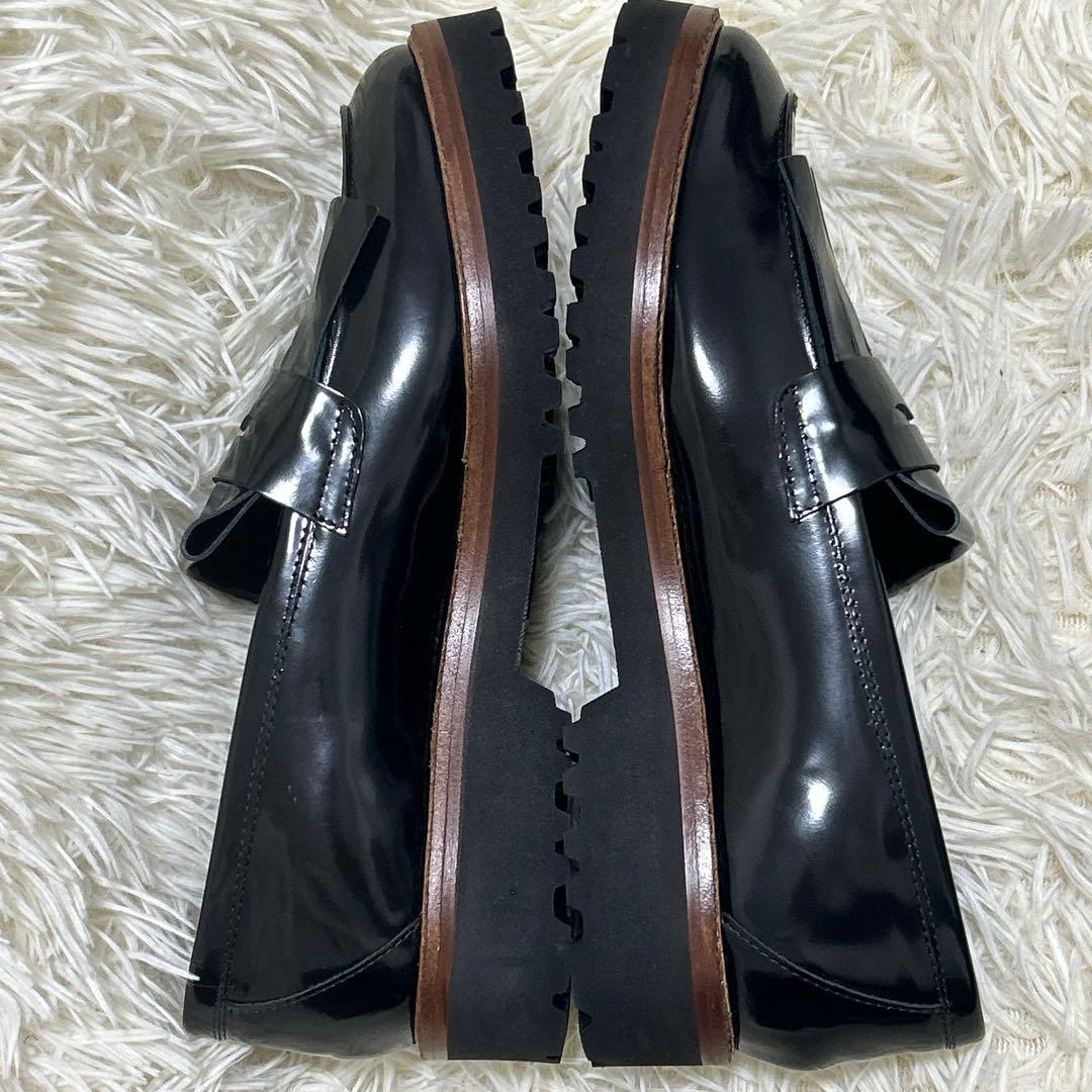 【FABIO RUSCONI】タンクソールキルト付きローファー 37 ブラック