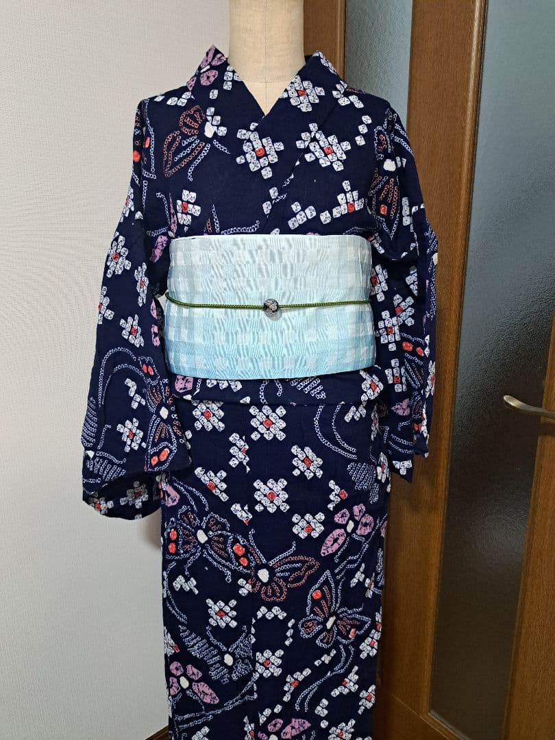 有松絞り 浴衣 シボ良好 手縫い仕立て