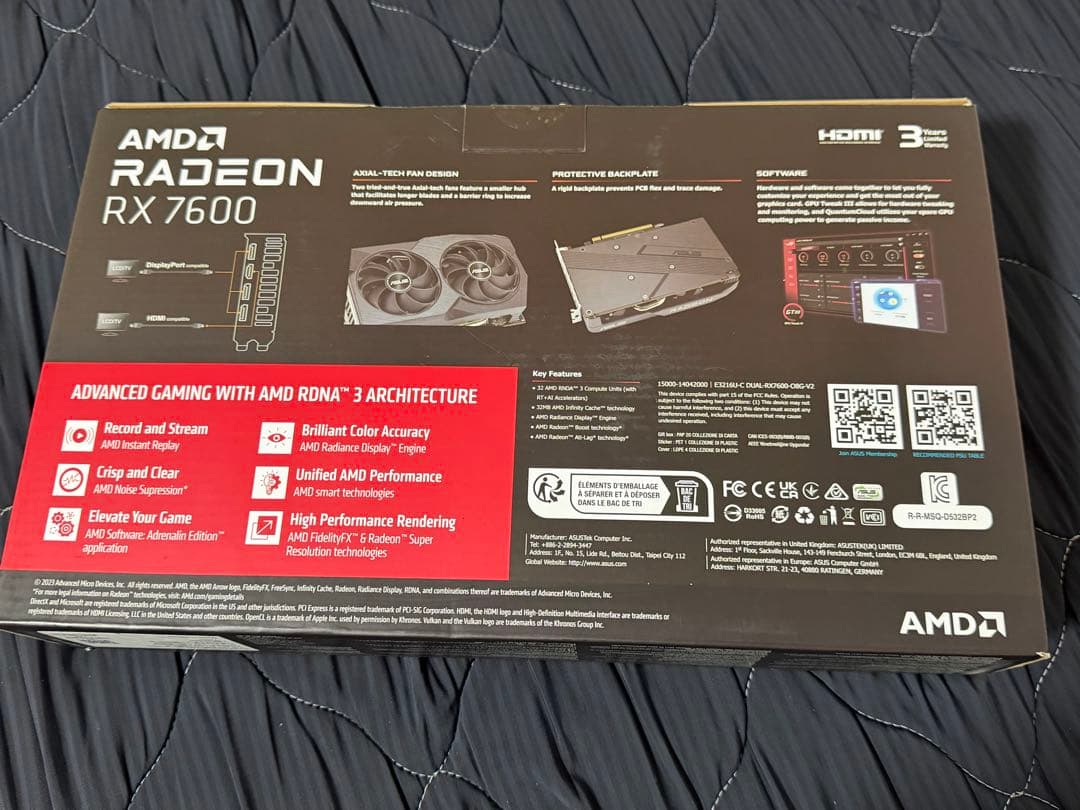 ほぼ新品 ASUS Radeon RX 7600 OC 8GB