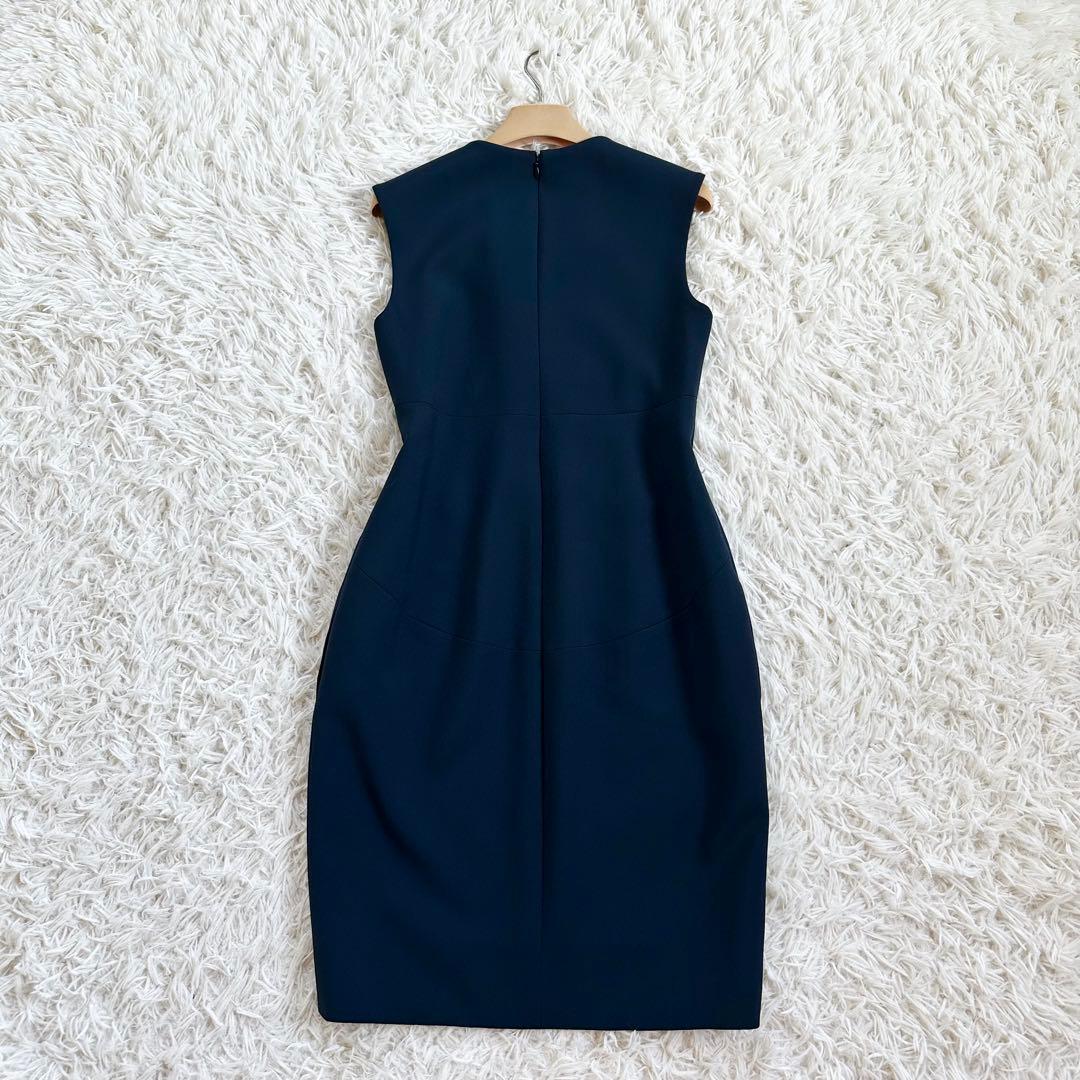 【未使用級♡着用1回】ヨーコチャン　スリットラインパールワンピース　ネイビー36