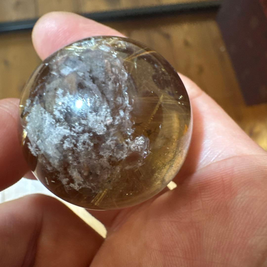 【極上品】コレクション級　ゴールドルチルスフィア 丸玉　約3.6cm 鑑定書付き