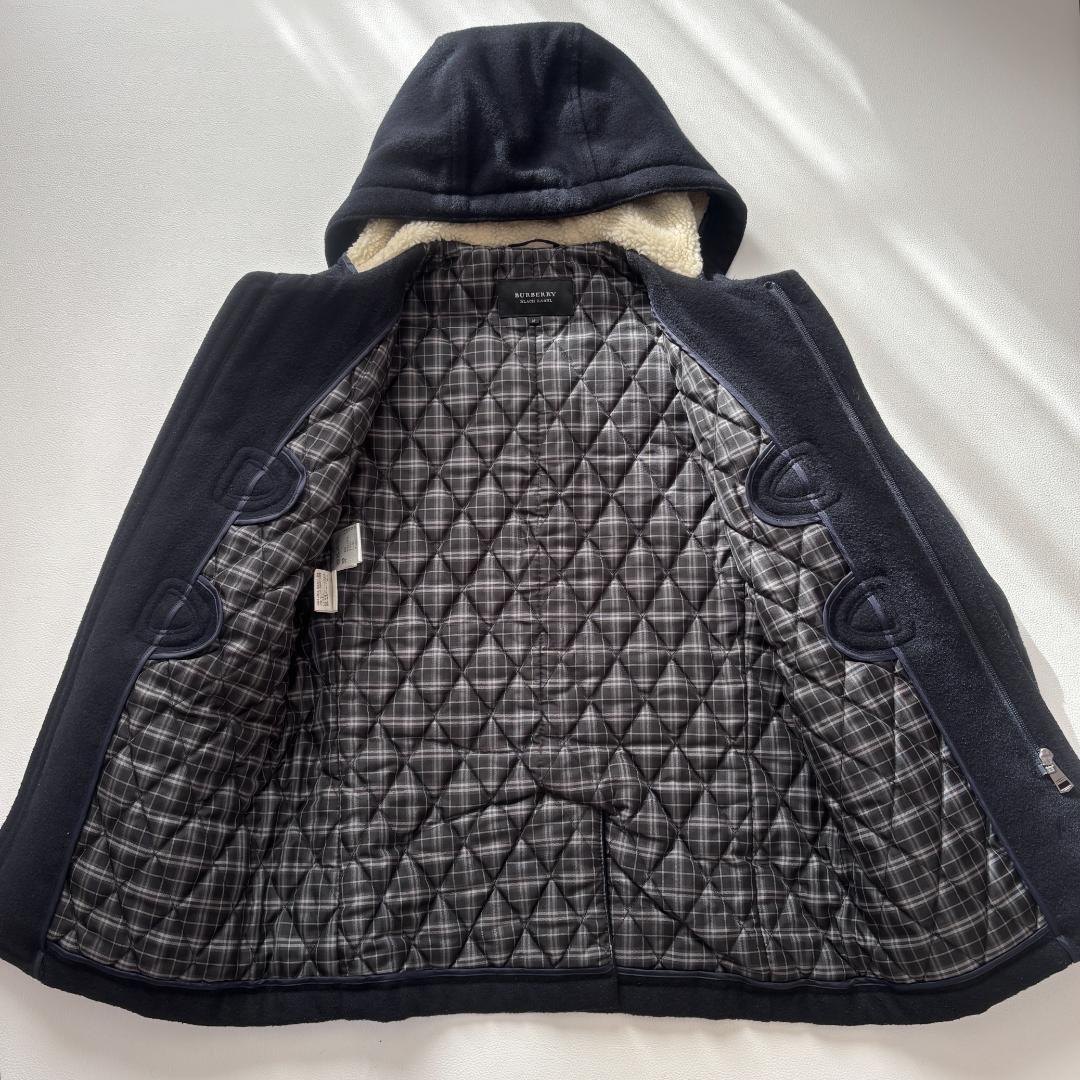 バーバリー ダッフルコート ノバチェック キルティング ボア M ネイビー