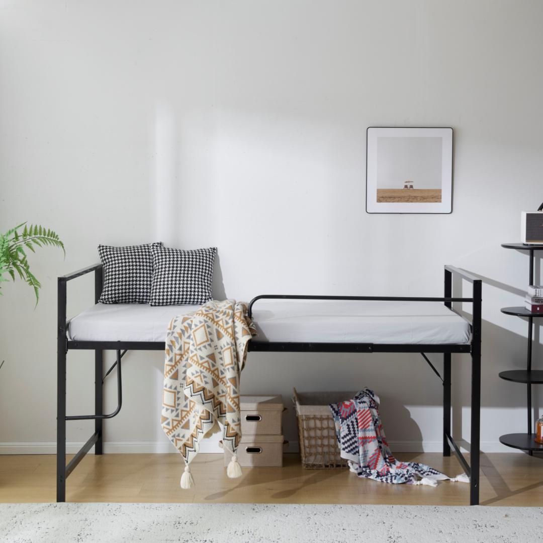 数量限定！赤字価格！高さ三段ロフトベッド パイプベッド シングル・S　BLACK