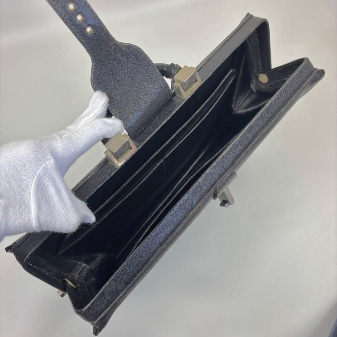 廃盤　モラビト ダレスバッグ ロゴ型押し レザー 大容量 A4 PC可 黒