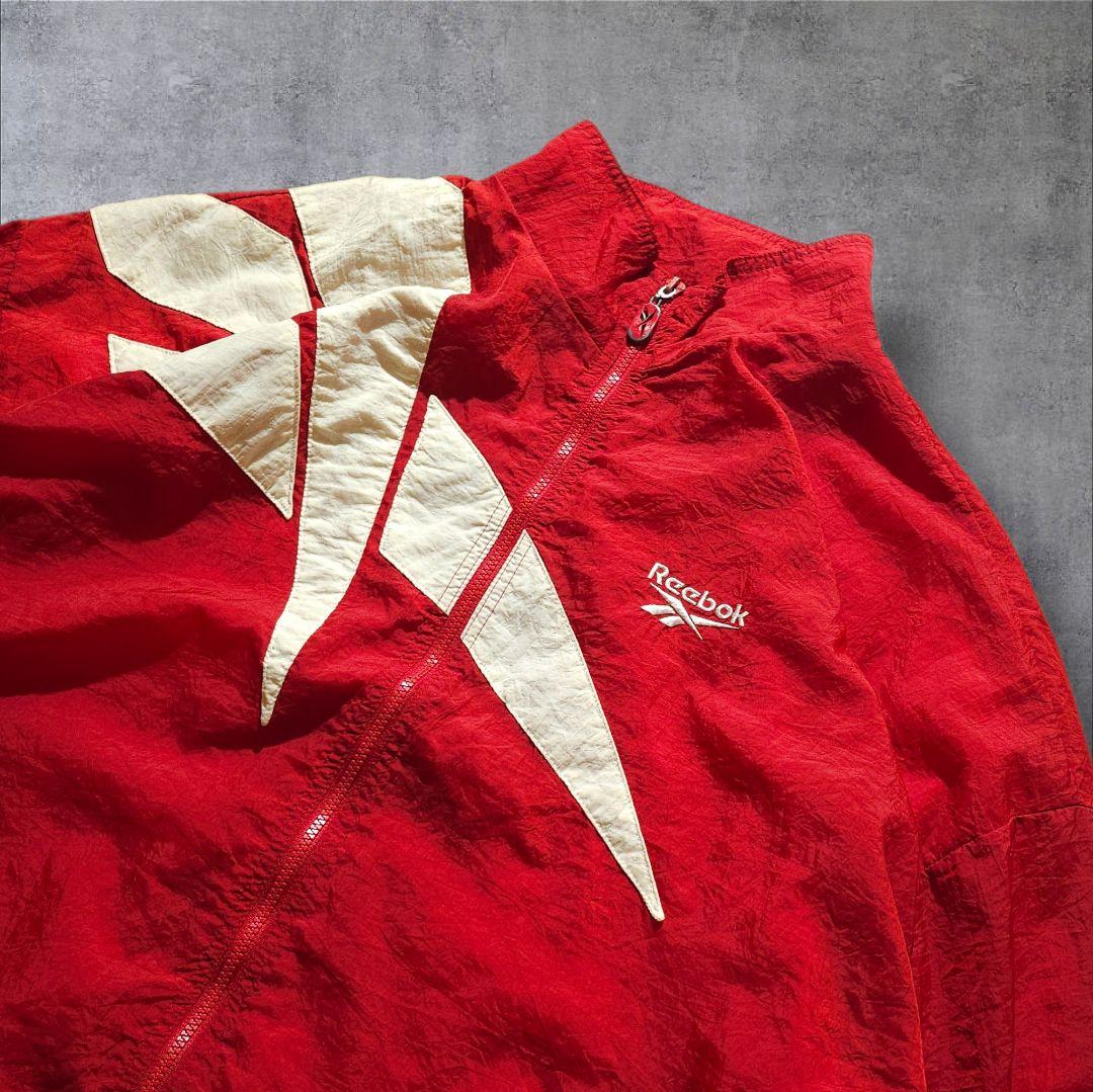 90s Reebok リーボック ナイロンジャケット 刺繍ロゴ 短丈 太アーム