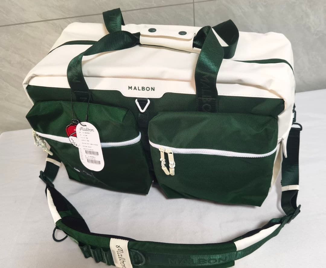 即発送●ボストンバッグ グリーン/アイボリーマルボンゴルフmalbon golf