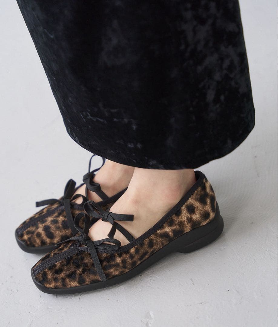 LE TALON Lダブルリボンバレリーナ　ブラウン系その他（レオパード）