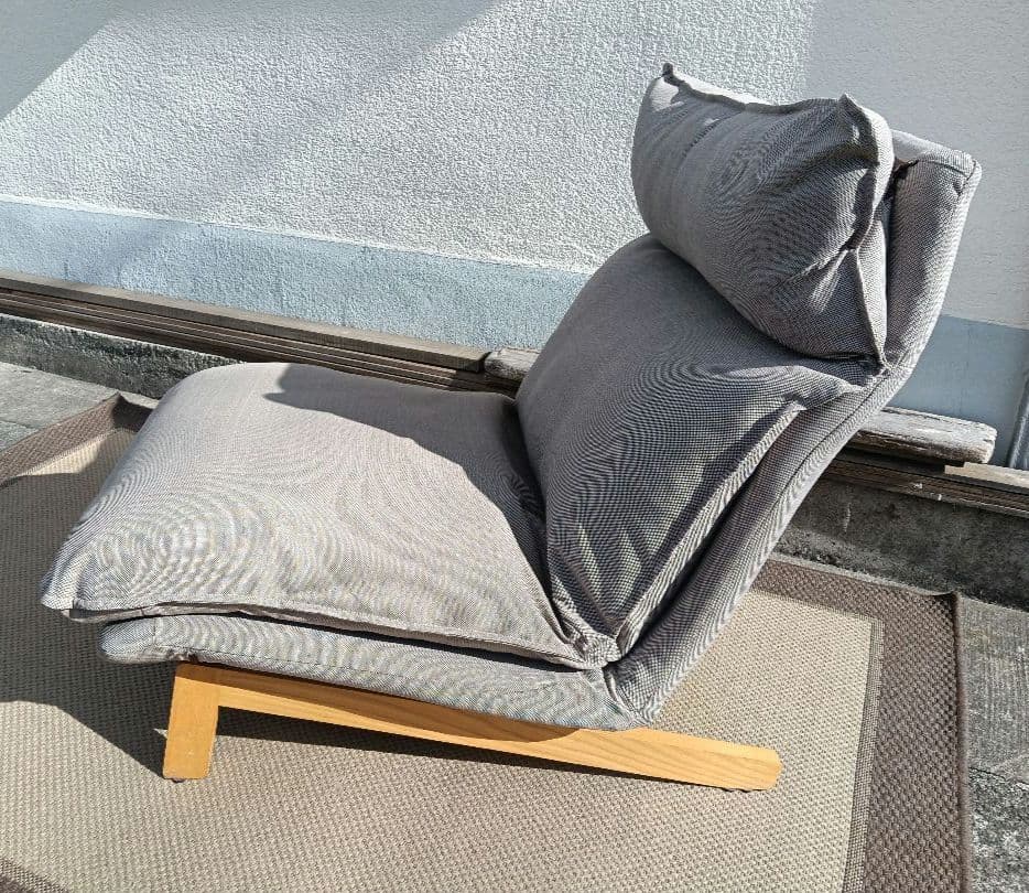 超美品 無印良品 ハイバック リクライニングソファ 無垢材 1P ①