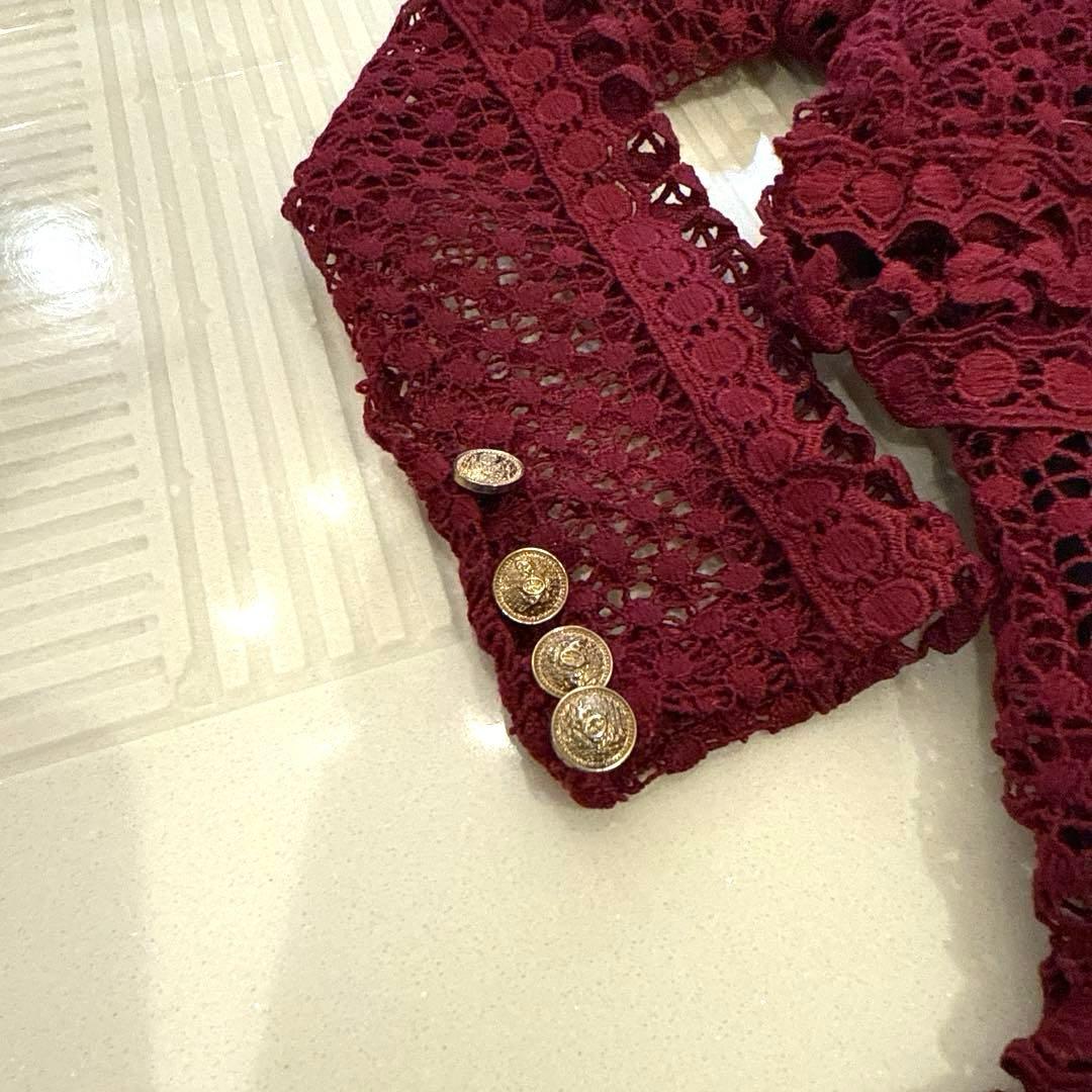 SELF PORTRAITセルフポートレイトレースフリル長袖ミニワンピースUK6