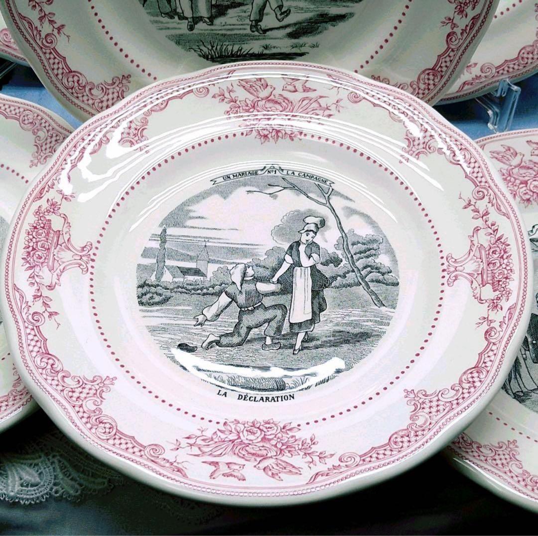 Gien ジアン　マリアージュ　ローズ　プレート6枚セット 未使用