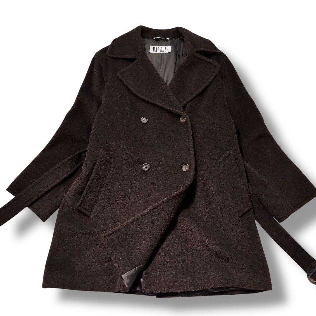 極美品】MARELLA　マレーラ モヘヤ コート ダブル 42 XL ベルト