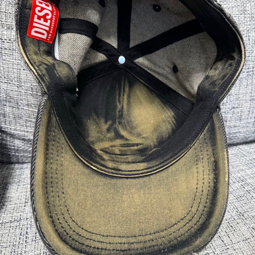 DIESEL タグ付き デニム風ダメージグレーキャップ サイズ2
