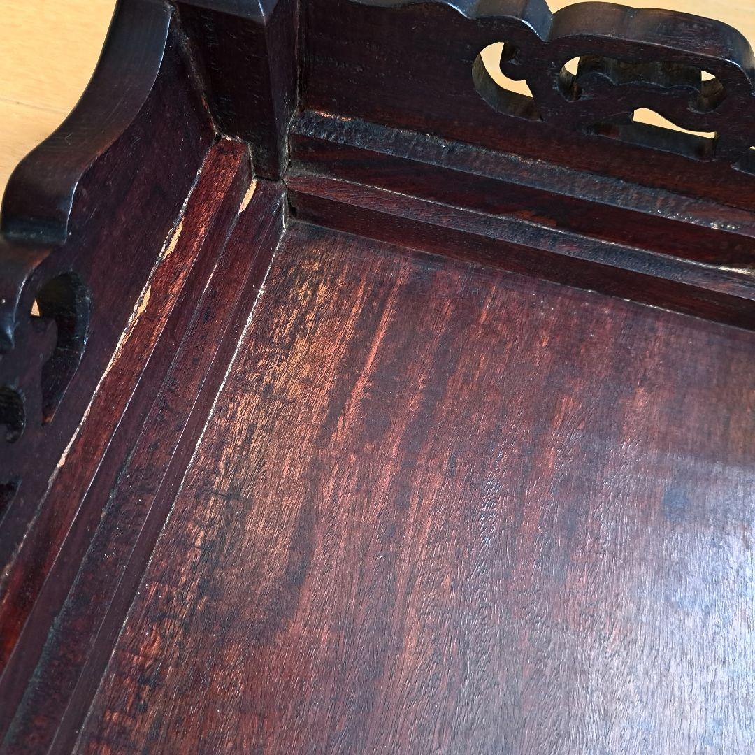 花台　木製　透かし彫り　唐草　飾り台　敷台　香炉台　盆栽台