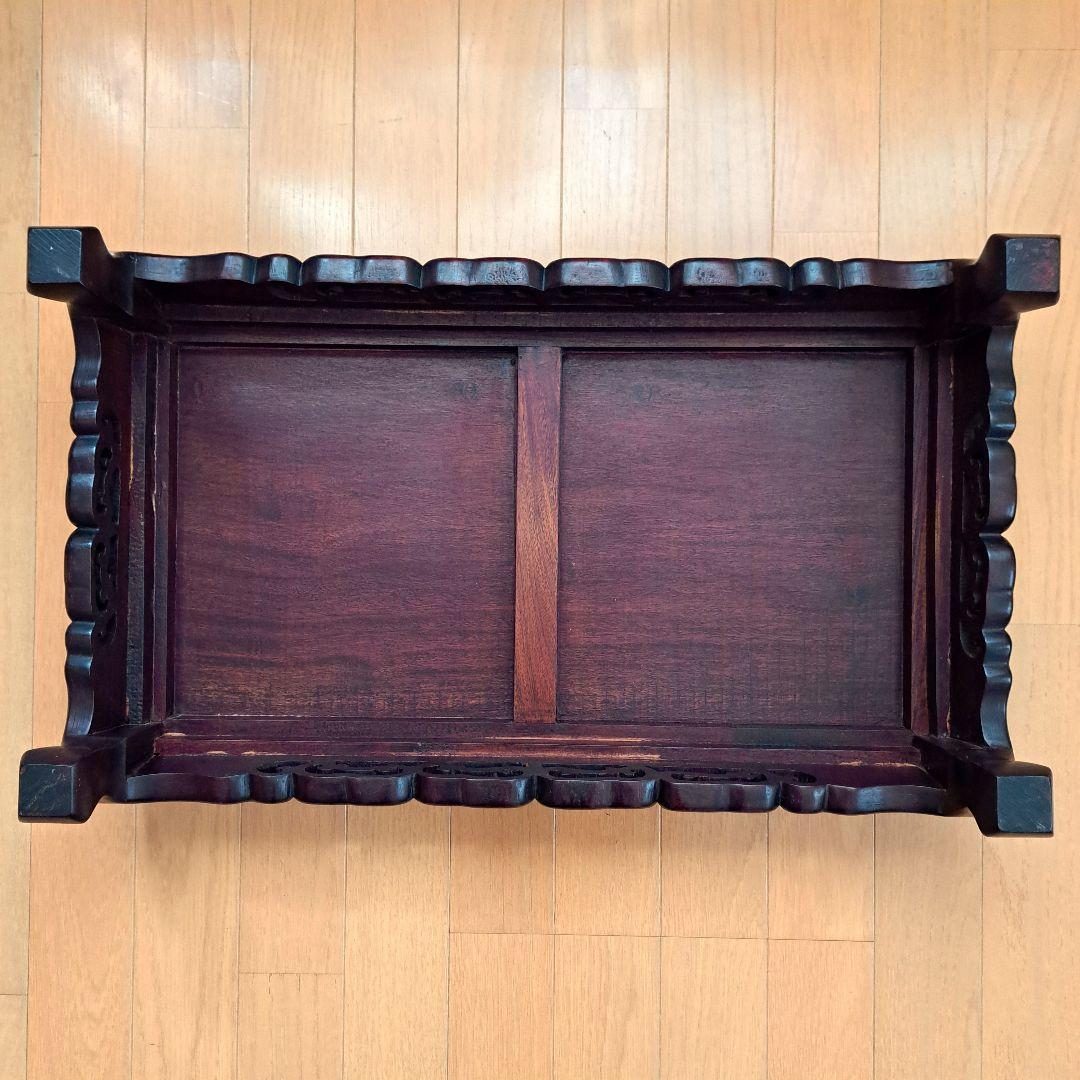 花台　木製　透かし彫り　唐草　飾り台　敷台　香炉台　盆栽台