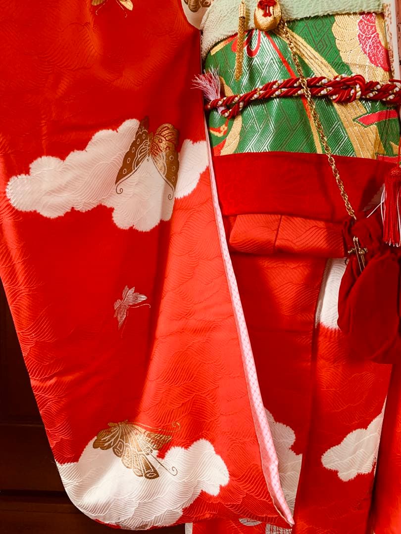 七五三　7歳の女の子のお支度クリスマスハーフ成人式へ華やかに着回せるお着物セット