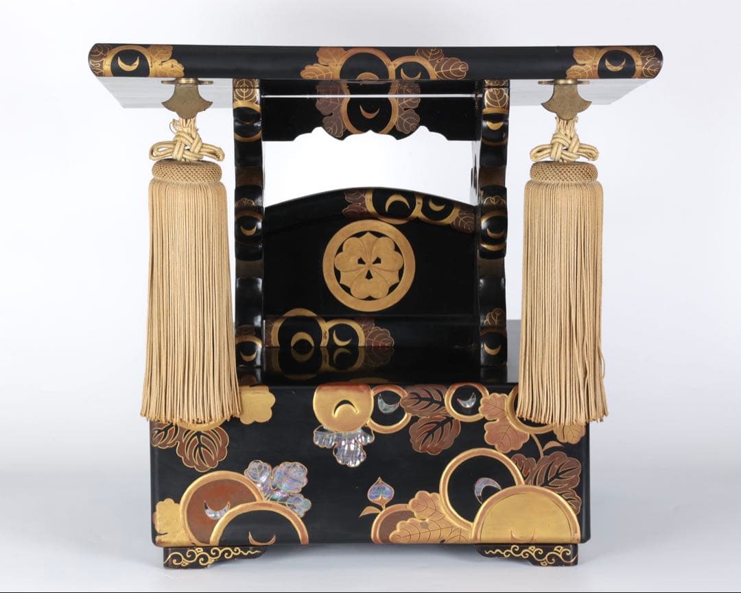 極上　黒漆塗金蒔絵螺鈿細工 見台 経台 経机 仏具 仏教美術 古美術 骨董品漆器