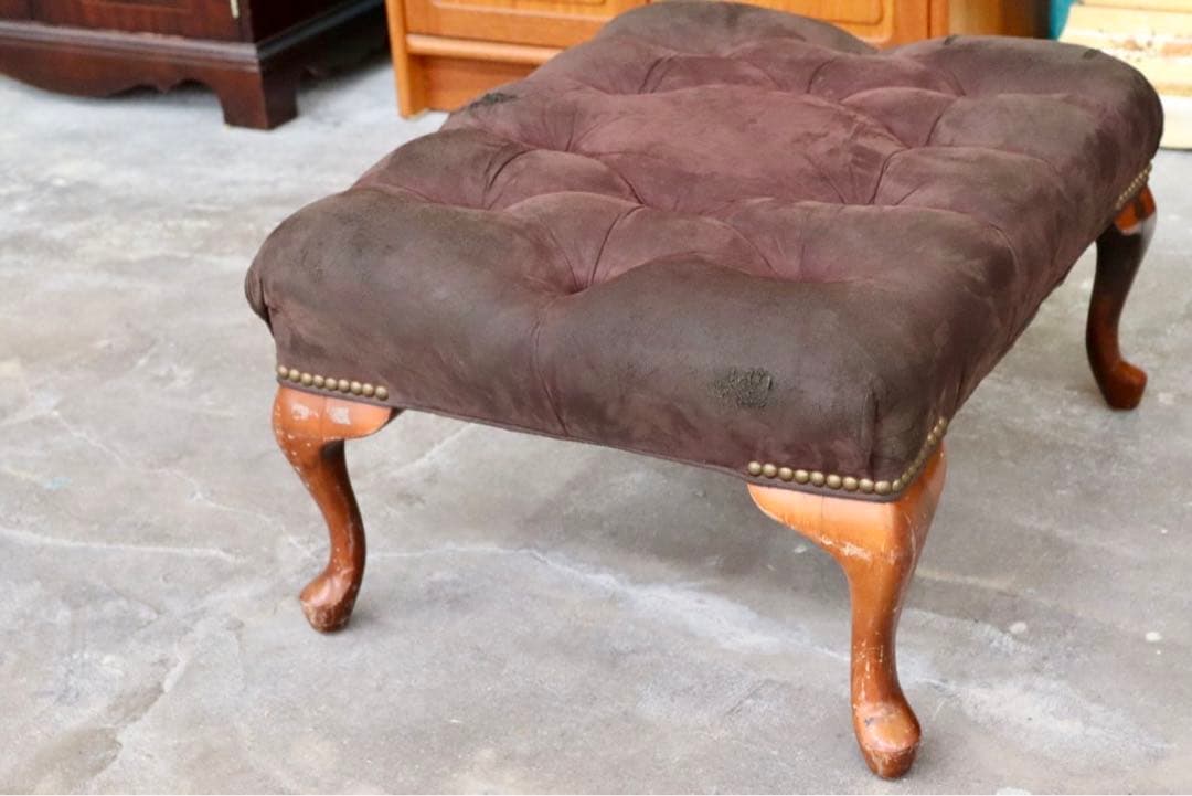 GMIK338○ヨーロピアン ヴィンテージ家具 スツール 椅子 猫脚 足置き ク