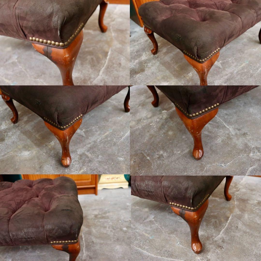 GMIK338○ヨーロピアン ヴィンテージ家具 スツール 椅子 猫脚 足置き ク